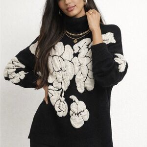 Commense Wool-Blend Turtleneck Jacquard Sweater